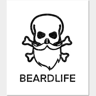 Skull and Beard Beardlife - Black Posters and Art